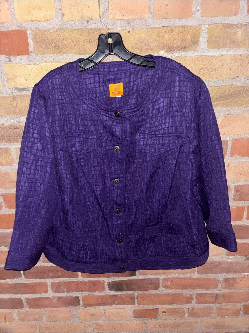 Ruby Rd. Deep Purple Textured Button Jacket